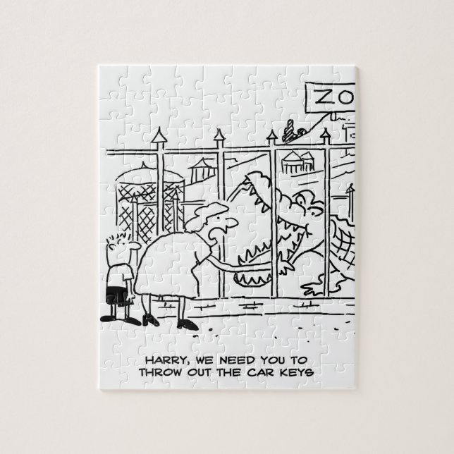 Family at the Zoo. Dad Swallowed by Alligator Jigsaw Puzzle (Vertical)