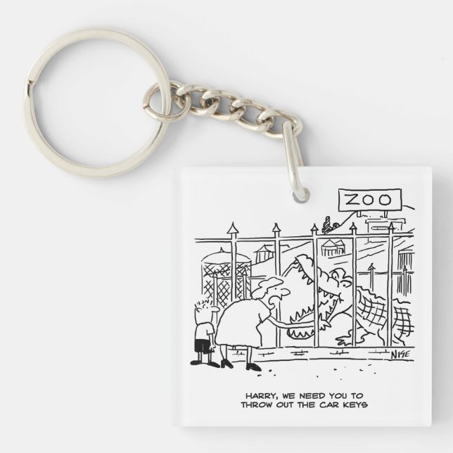 Family at the Zoo. Dad Swallowed by Alligator Keychain (Front)