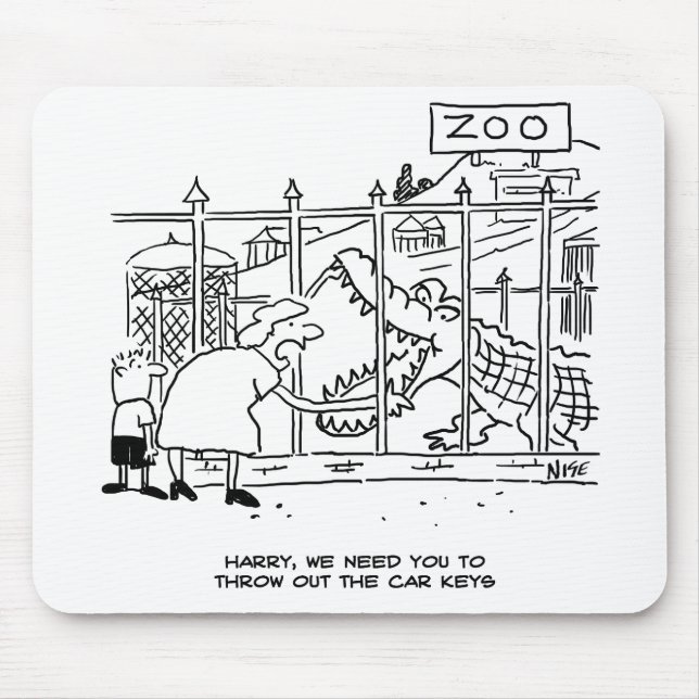 Family at the Zoo. Dad Swallowed by Alligator Mouse Pad (Front)