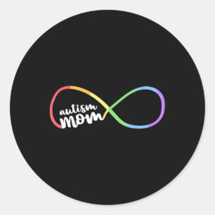 Family Autism Awareness Mom Rainbow Infinity Symbo Classic Round Sticker