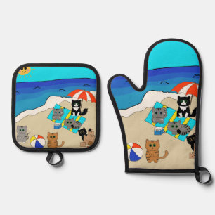 Family Beach Day Oven Mitt & Pot Holder Set