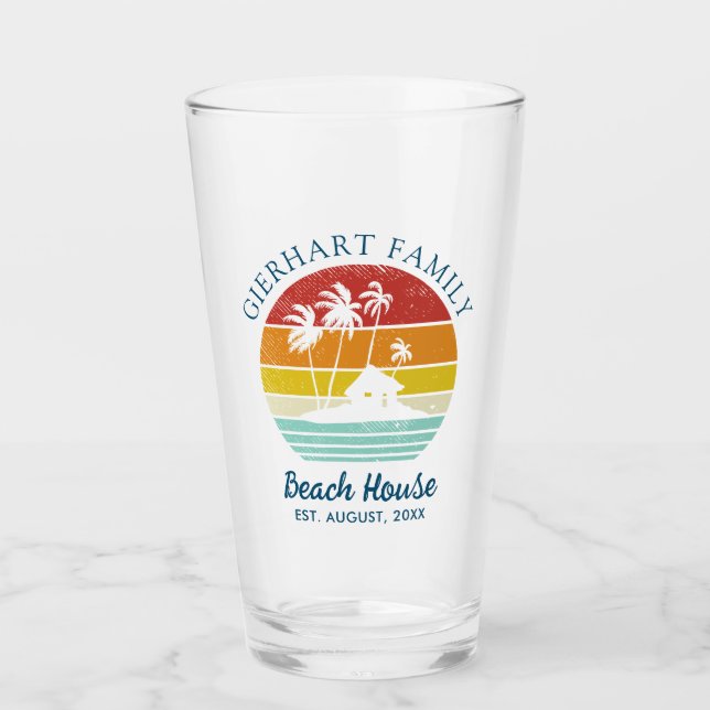 Family Beach House Custom Coastal Vacation Glass (Front)