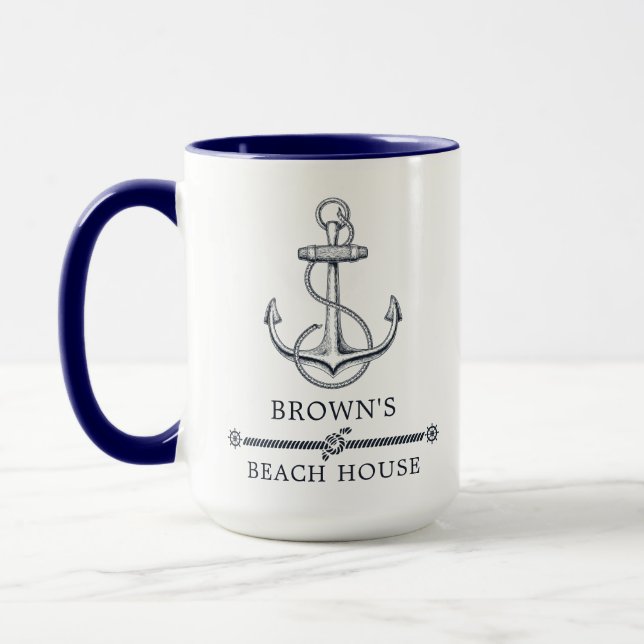 Family Beach House Nautical Anchor Mug (Left)