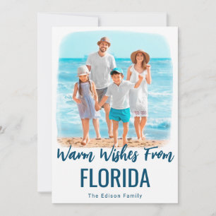 Family Beach Photo Carte de Noël Watercolor State