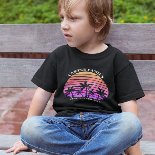 Family Beach Trip Tropical Island Sunset Custom Toddler T-shirt