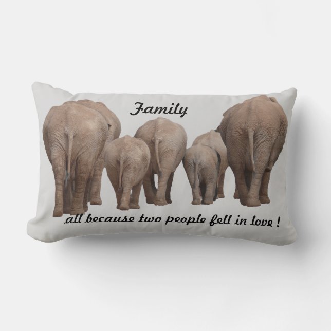 FAmily  because 2 people fell in love Elephant Lumbar Pillow (Front)