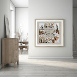 Family beige elegant modern minimal photo collage poster<br><div class="desc">Family script elegant modern minimal black and beige personalised photo collage simple clean lines family gift print.</div>