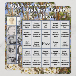 Family Bingo Card White Blossoming Tree Photo