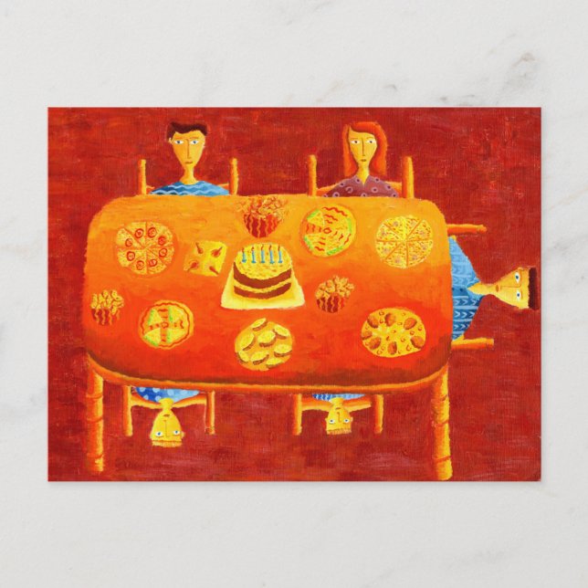 Family Birthday Tea Painting Postcard (Front)