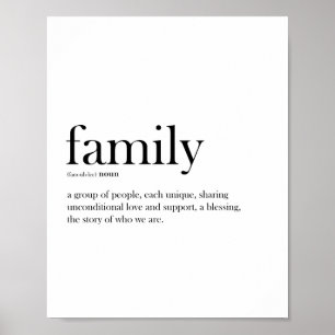 Family black and white, scandi typography poster