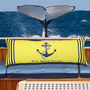 Family Boat Name Anchor Rope Nautical Blue Yellow Body Pillow