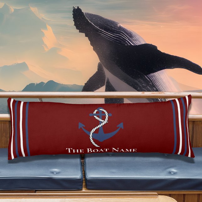 Family Boat Name  Anchor Rope Nautical Burgundy Body Pillow (Creator Uploaded)