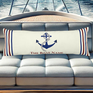 Family Boat Name Cream Brown Anchor Rope Nautical Body Pillow