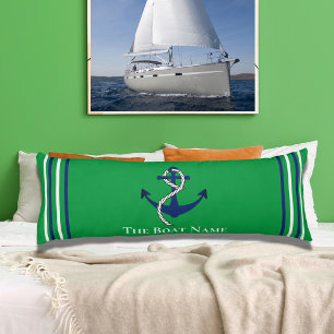 Family Boat Name Green Blue Anchor Rope Nautical  Body Pillow