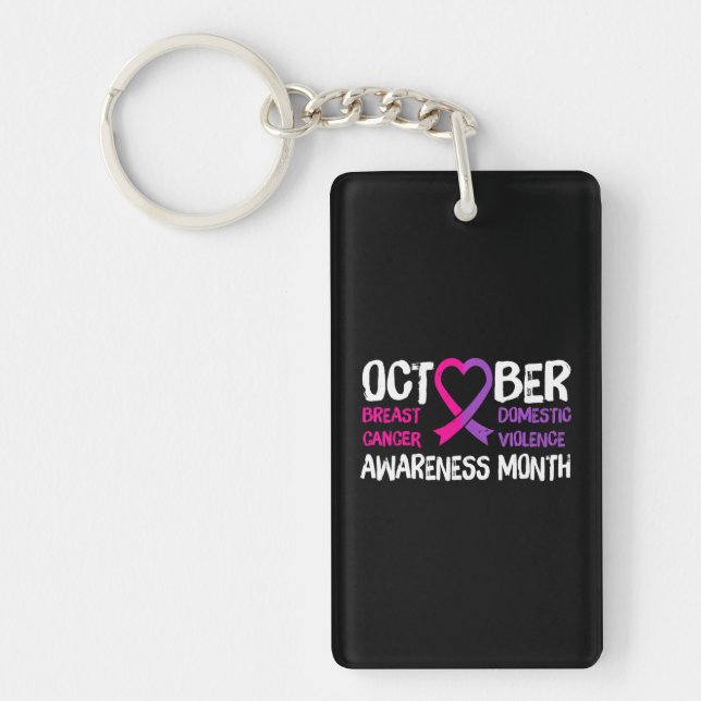 Family Breast Cancer and Domestic Violence Keychain (Front)