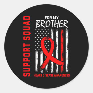 Family Brother Heart Disease Awareness Flag Graphi Classic Round Sticker