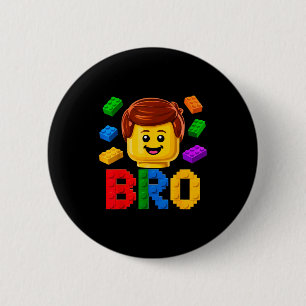 Family brother master builder building brick 2 inch round button