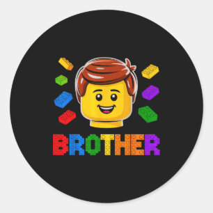 Family Brother Master Builder Building Brick Block Classic Round Sticker