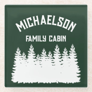 Family Cabin Glass Coaster