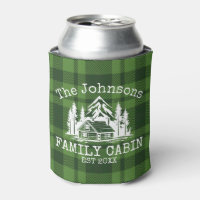 Family Cabin Green Plaid Themed Name Personalized