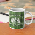 Family Cabin Green Plaid Themed Name Personalized Coffee Mug<br><div class="desc">Ideal for family gatherings, reunions, or your mountain retreat, this product is designed with a charming green plaid background. It showcases a beautifully designed mountain scene with cabin surrounded by trees, personalized with your family name, the year established, and any additional details you prefer. An excellent choice for a thoughtful...</div>