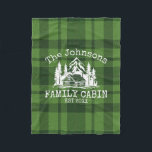 Family Cabin Green Plaid Themed Name Personalized Fleece Blanket<br><div class="desc">Ideal for family gatherings, reunions, or your mountain retreat, this product is designed with a charming green plaid background. It showcases a beautifully designed mountain scene with cabin surrounded by trees, personalized with your family name, the year established, and any additional details you prefer. An excellent choice for a thoughtful...</div>