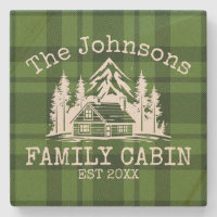 Family Cabin Green Plaid Themed Name Personalized