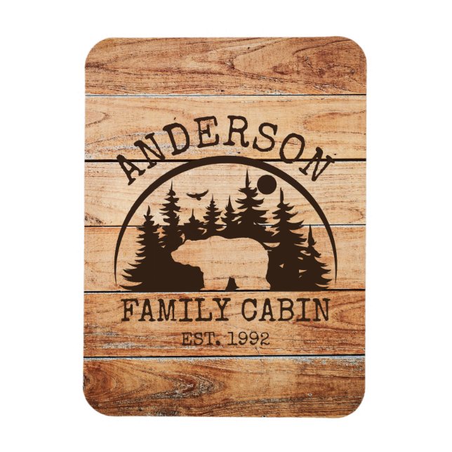  Family Cabin Name Personalized Rustic wooden Magnet (Vertical)
