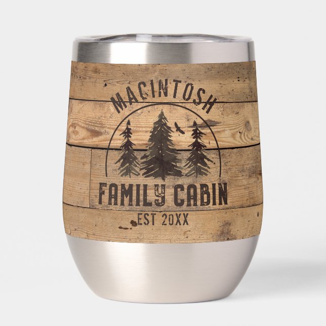 Family Cabin Name Rustic Wood Personalized (Back)