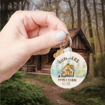 Family Cabin Name Watercolor Forest Keychain<br><div class="desc">This design was created though digital art. It may be personalized in the area provided by changing the photo and/or text. Or it can be customized by choosing the click to customize further option and delete or change the colour the background, add text, change the text colour or style, or...</div>