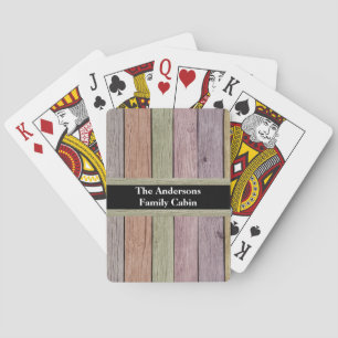 Family Cabin Pastel Wood Plank Customizable Playing Cards