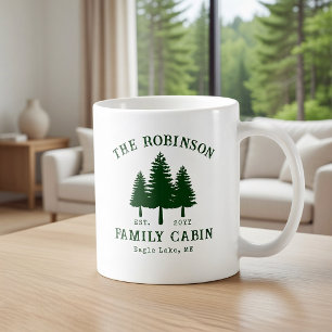 Family Cabin Rustic Country Pine Green Tree Forest Coffee Mug