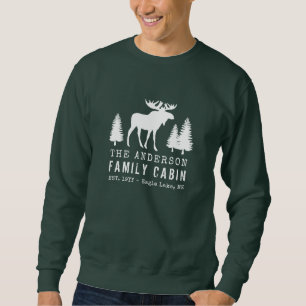 Family Cabin Rustic Moose Pine Trees Silhouette Sweatshirt