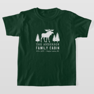 Family Cabin Rustic Moose Pine Trees Silhouette T-Shirt