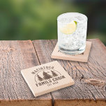 Family Cabin Rustic Trees Family Name Stone Coaster<br><div class="desc">Personalized coasters for NAME FAMILY CABIN with year established (or other text) featuring a scenic landscape of forest trees. ASSISTANCE: For help with design modification or personalization, colour change, resizing, transferring the design to another product or if you would like coordinating items, contact the designer BEFORE ORDERING via the Zazzle...</div>