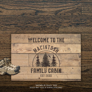 Family Cabin Rustic Wood Family Name Doormat