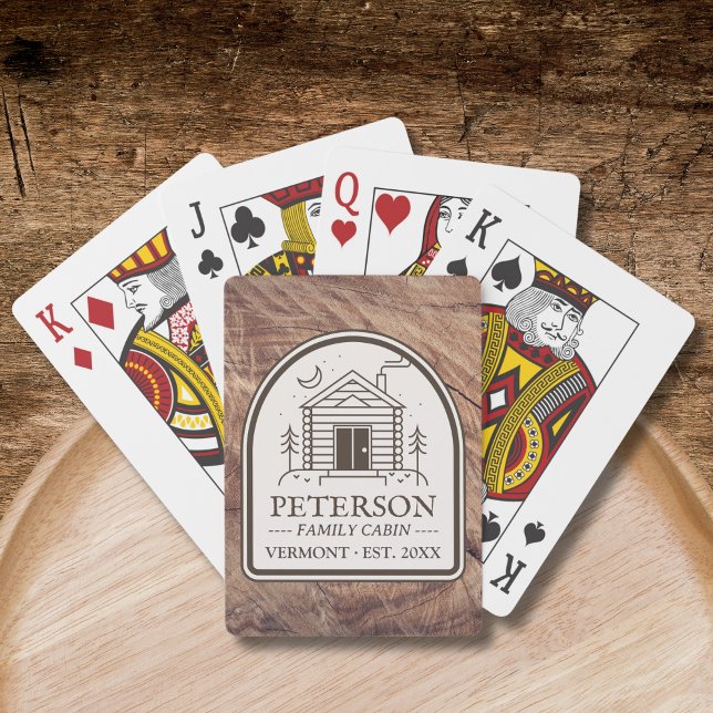 Family Cabin Rustic Wood Personalized Decor Playing Cards (Personalized Custom Family Cabin Playing Cards Wood Rustic)