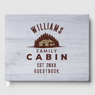 Family Cabin Rustic Wood Personalized  Guest Book