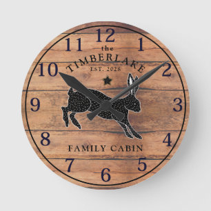 Family Cabin Rustic Wood Personalized Wall Clock