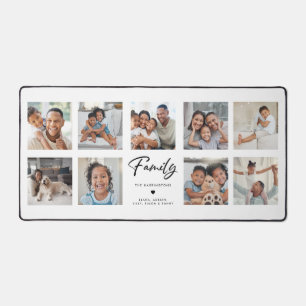 Family Calligraphy   9 Photo Collage Personalized  Desk Mat