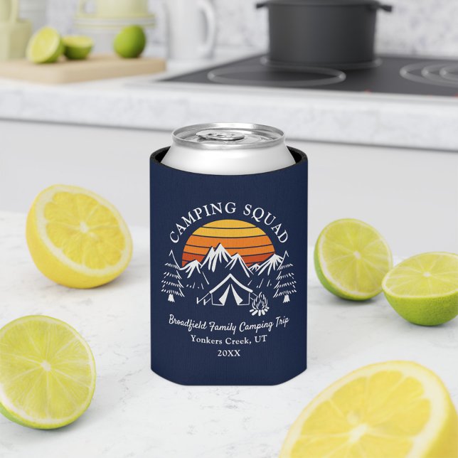 Family Camping Matching Retro Custom Camp Trip Can Cooler (Creator Uploaded)