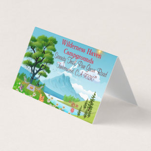 Family Camping Summer Adventure Nature-Inspired Business Card