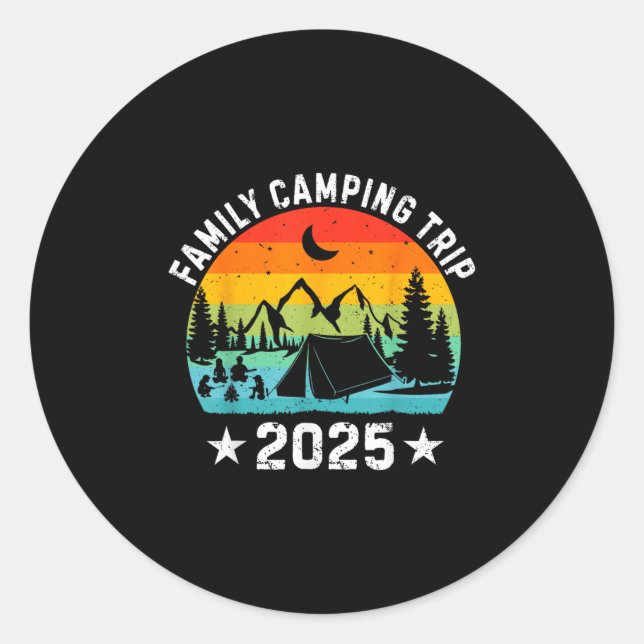 Family Camping Trip 2025 Matching Crew Summer Vaca Classic Round Sticker (Front)