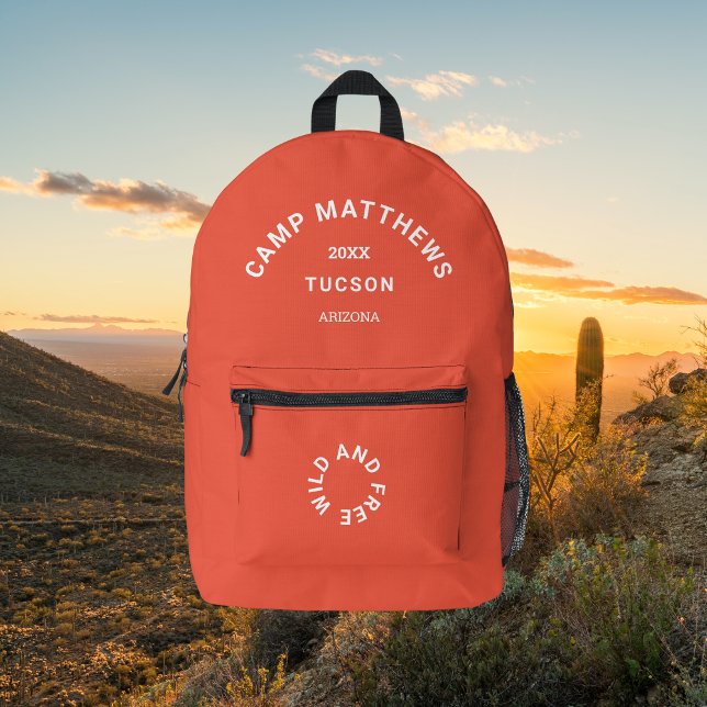 Family Camping Trip Burnt Orange Crest Printed Backpack (Creator Uploaded)