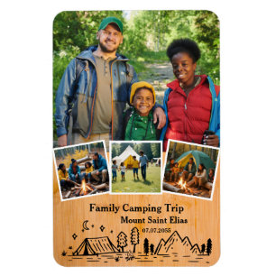 Family Camping Trip with Custom 4 Photos Magnet
