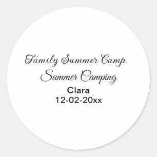 Family camping vacation custom add name dateSummer Classic Round Sticker