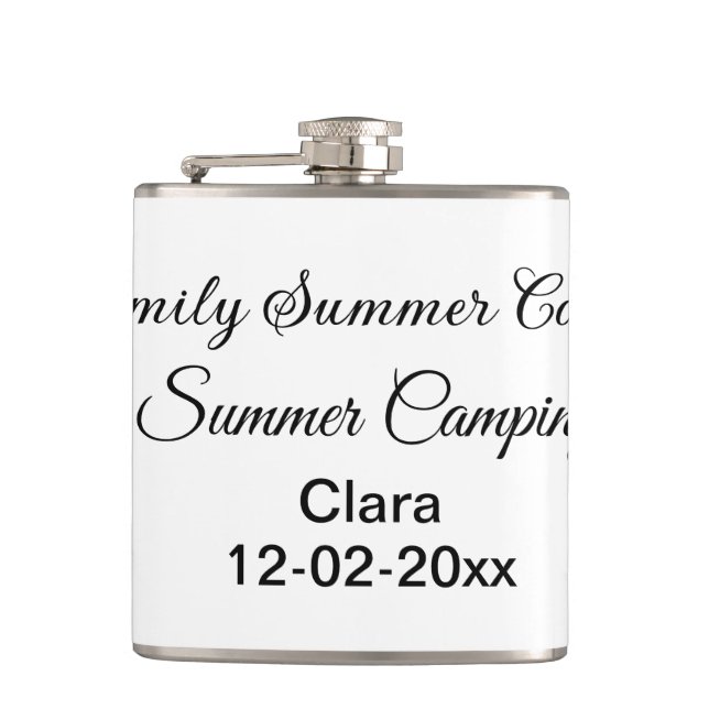 Family camping vacation custom add name dateSummer Hip Flask (Front)