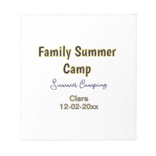 Family camping vacation custom add name dateSummer Notepad