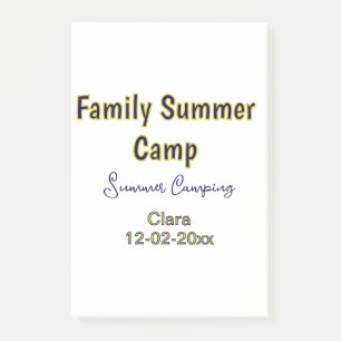 Family camping vacation custom add name dateSummer Post-it Notes