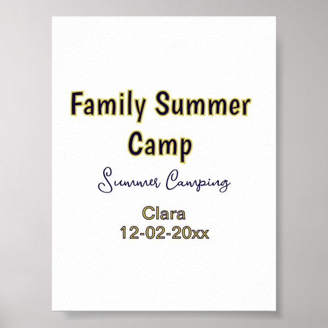 Family camping vacation custom add name dateSummer Poster (Front)